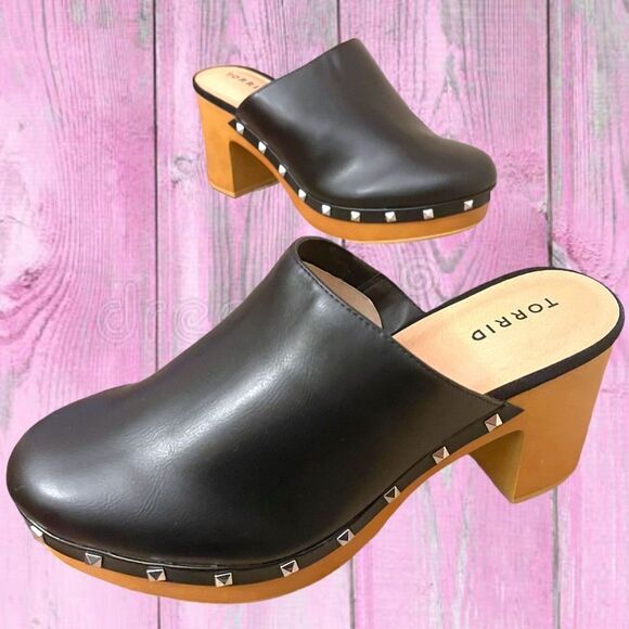 Torrid Faux Leather Black Studded Mule Shoes Wide Width - Size 9.5 WW NIB - Picture 8 of 12